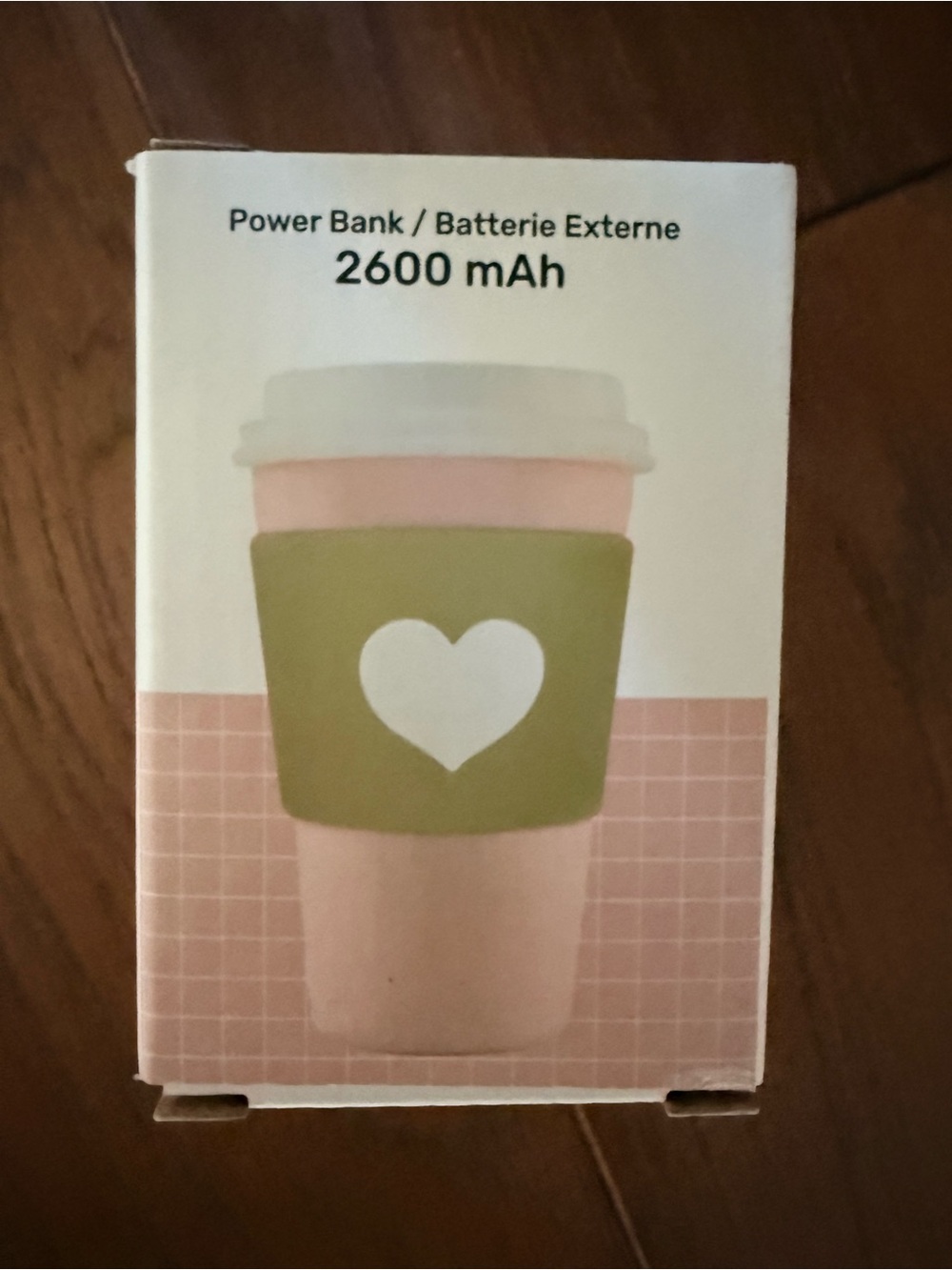 Pink Cup-Shaped 2600 mAh Power Bank with Heart Sleeve